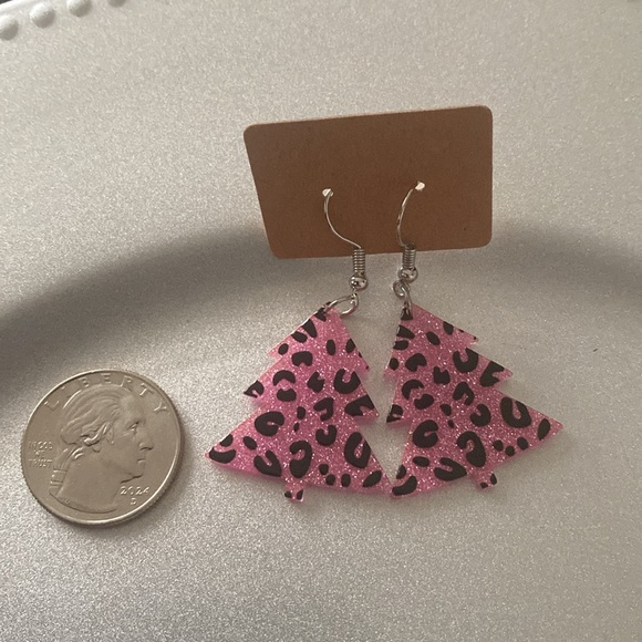 Pink Christmas Tree Earrings - Picture 5 of 5